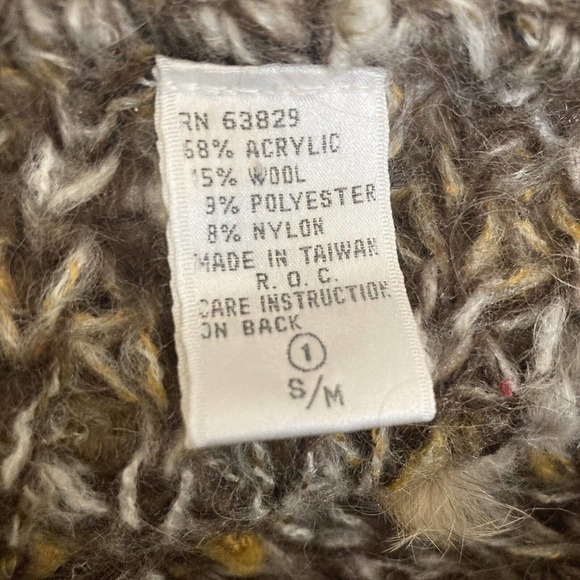 Nancy Bossio Vintage Hand Loomed Fur Wool Cardigan Brown Womens Size S/M - Picture 11 of 13